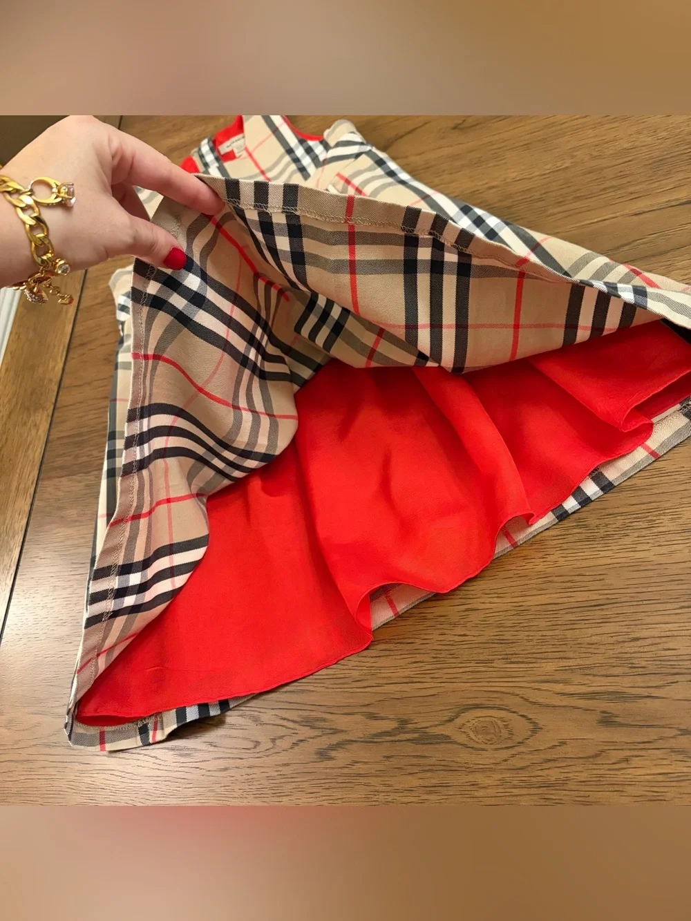 Authentic BURBERRY Girls Dress Nova Check Gorgeous Red Lining Child Kid 4-5 yrs